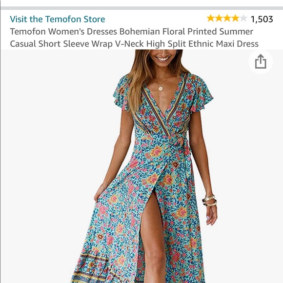 Amazon purchase - Temofon Dresses & Skirts - Gorgeous wrap dress in turquoise print!